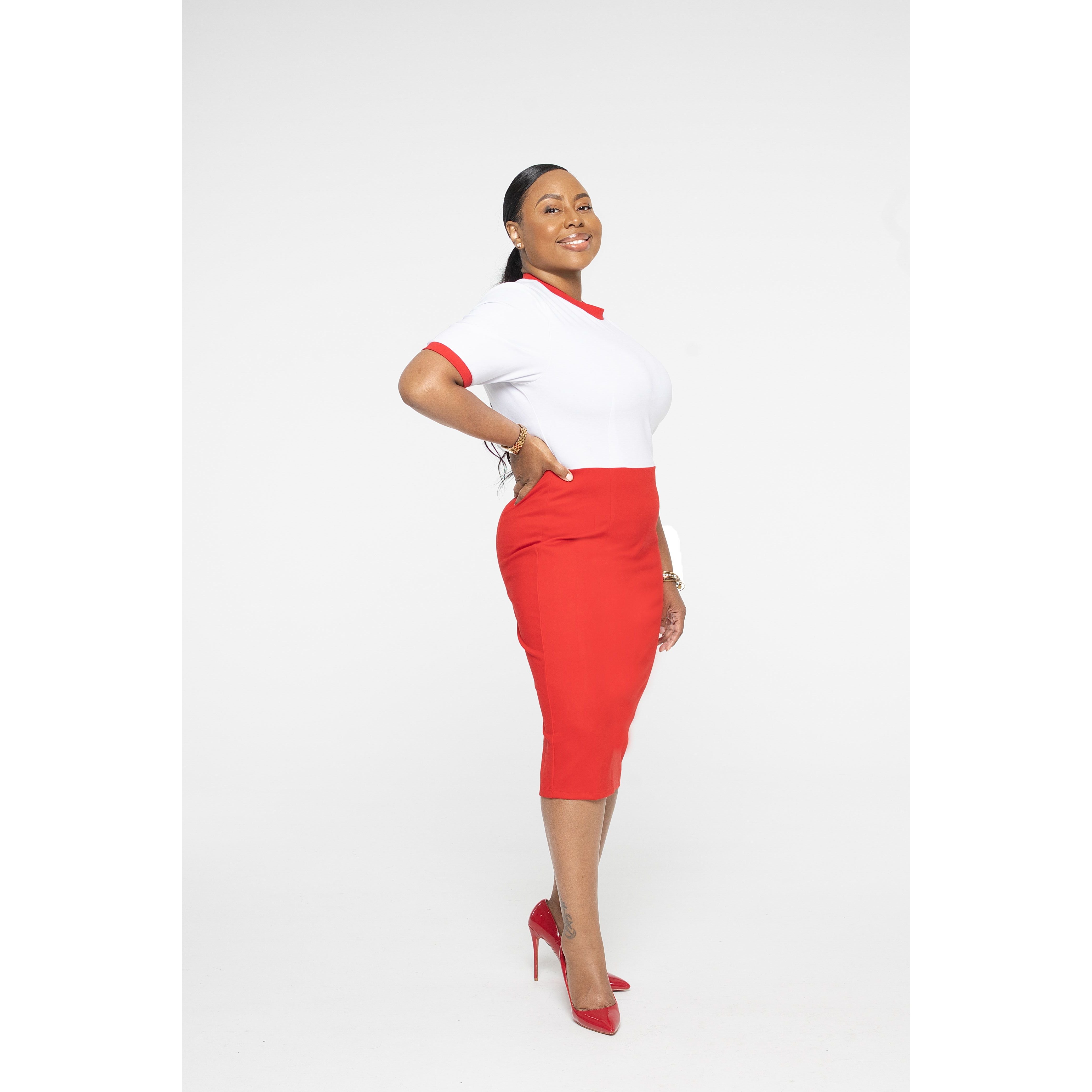 Red and White Color Block Dress - Bodycon Dress for Divine Nine XL Red and White Color Block Dress - Bodycon Dress for Divine Nine XL