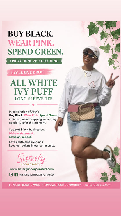 All White Pretty Ivy Puff Long Sleeve Tee