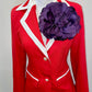 Violet Satin Silk Flower Brooch