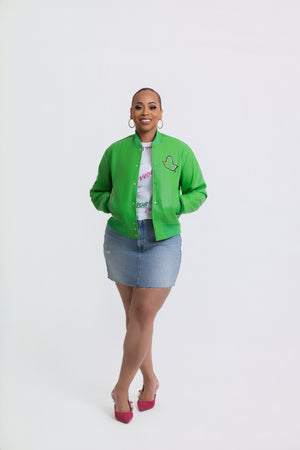 Gorgeous in Green Bomber Jacket ( Boule Exclusive)