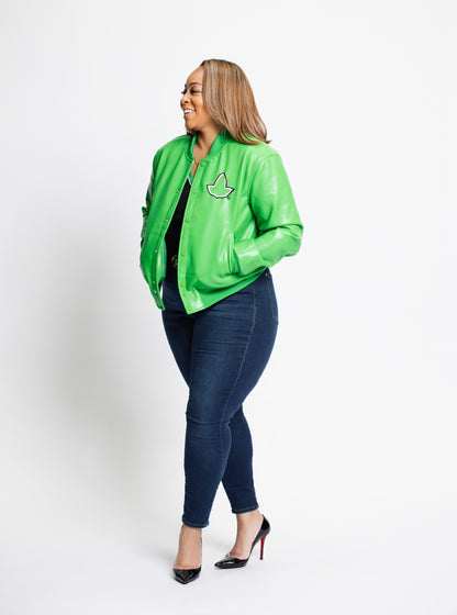 Gorgeous in Green Bomber Jacket ( Boule Exclusive)